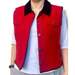 Sigrid Olsen Sport Red Winter Button Vest Cabincore